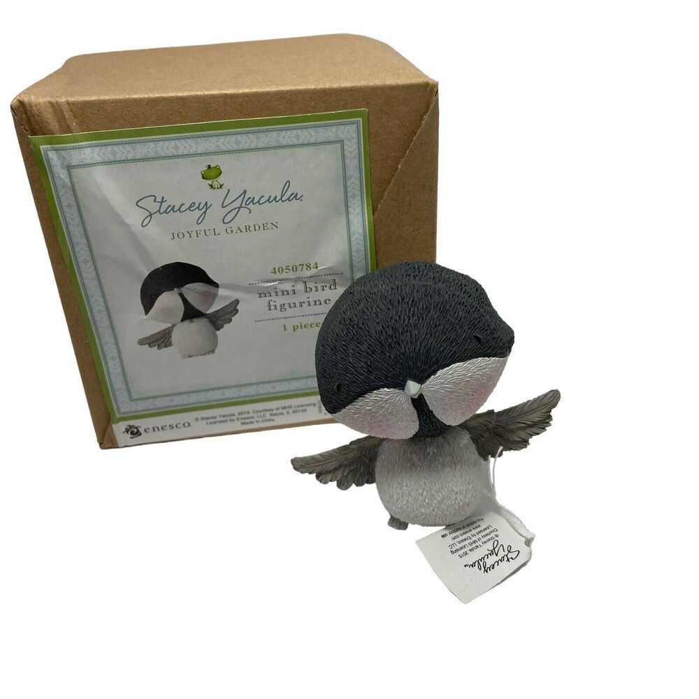 Stacey Yacula Figurine Black White Bird Stone Resin For Enesco 3 in Artisan